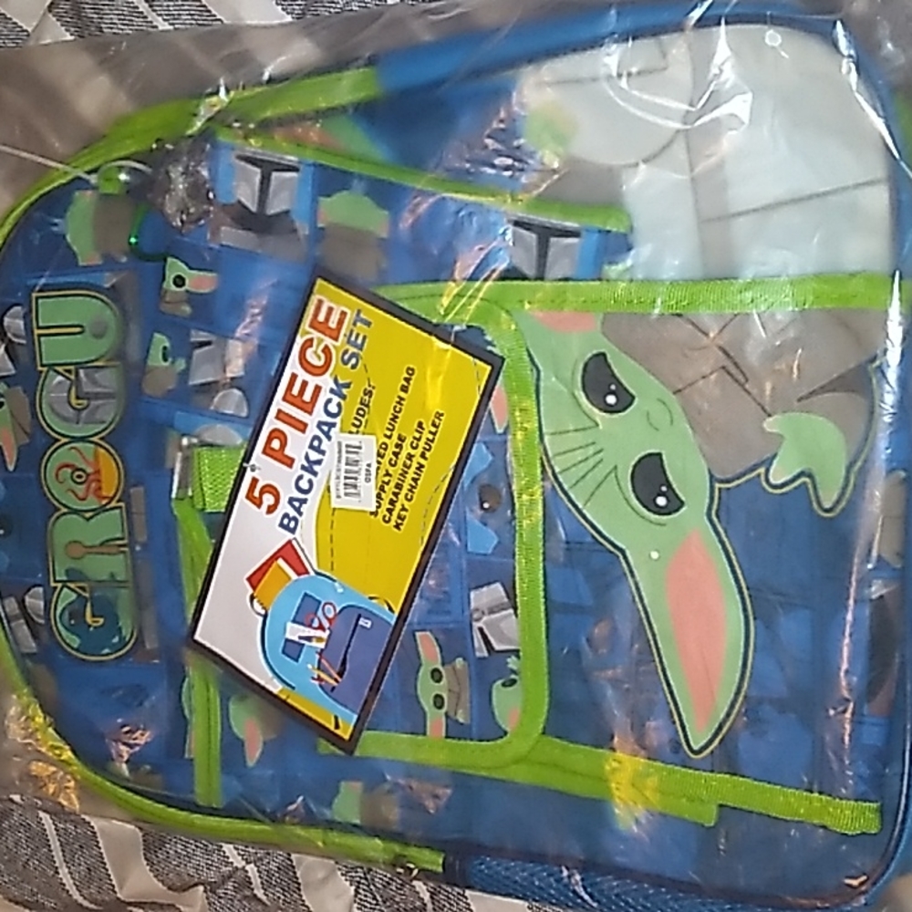 Grogu Star Wars Disney Boys Backpack with extras. Insulated lunch bag,